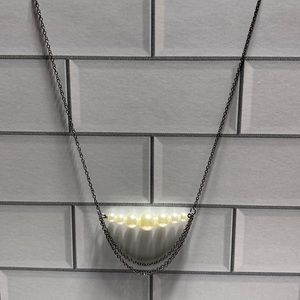 Gunmetal with pearl necklace